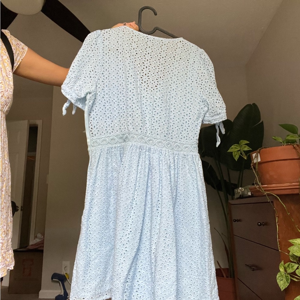 Aqua Light Blue Eyelet Midi Dress - Picture 16 of 16